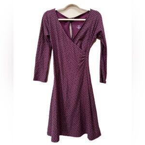 Patagonia Bay Lauren Wrap Jersey Dress Size M Maroon Geometric Twist Back Cutout